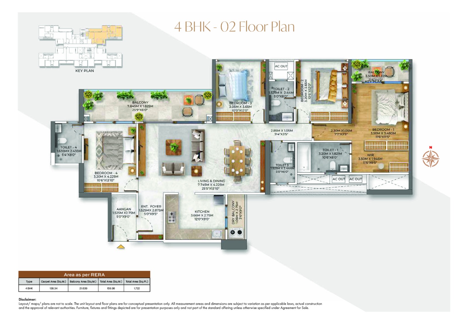 4 BHK apartment layout reference
